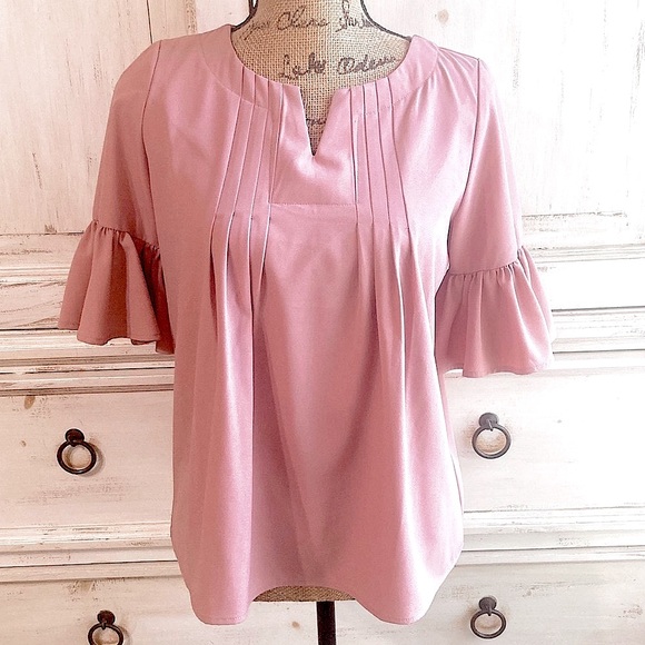 Pink Ruffle Sleeve Women's Top EC Sm - Picture 1 of 3